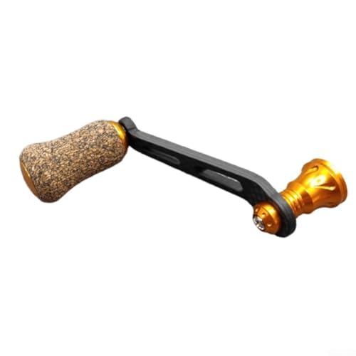 CNANRNANC 70Mm Perilla redonda sola manija de corcho de goma Tornillo en carrete Piezas de fibra de carbono Brazo basculante PARA DAIWA para FUEGO SALAMANDURA (oro)