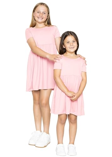 STRETCH IS COMFORT Youth Girl’s Oh So Soft Playtime T Shirt Dress Short Sleeve Casual Stretch Play Dresses|Little to Big Kids2