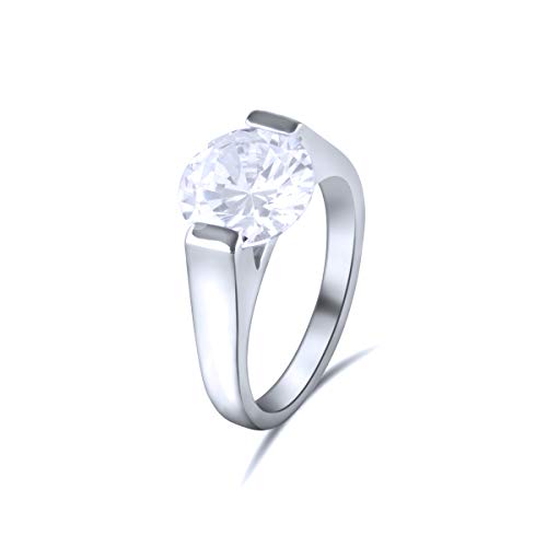 Bague Argent 925 Femme Quiges Anti-Ternissement avec Zirconium Rond Brillant