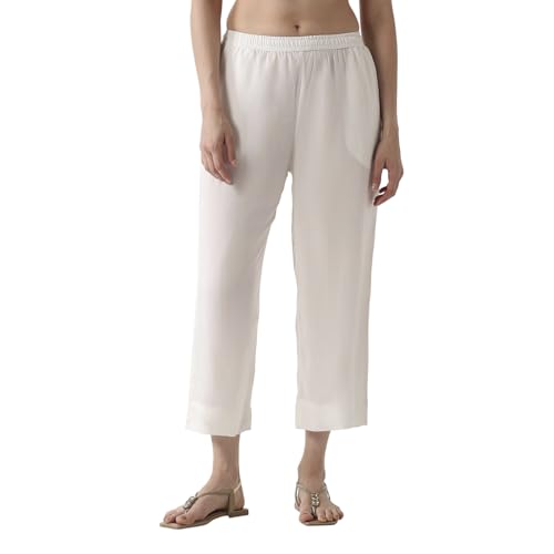 Image of BIBA Women Rayon Regular Solid Pants