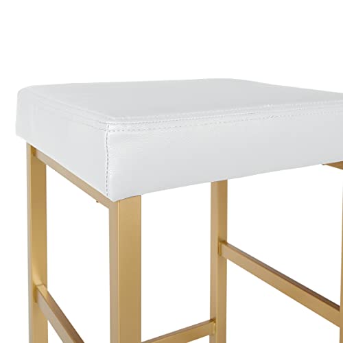 Osp Home Furnishings Backless Stool With Gold Frame, 26-Inch, White #TOP3