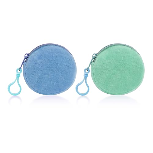AdiStylinno Lot de 2 porte-monnaie pour femmes, en peluche douce, porte-monnaie rond, petit...