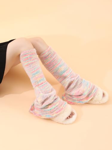 Image of WODECASA Girls Kawaii Leg Warmers Knitted Flared Leg Sleeves Goth Crochet Baggy Cuff Ankle Heap Socks