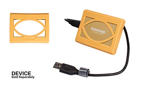 Image of Alltravel External Solid State Drive Bumper Sleeve for Samsung T5 Portable 250GB 500GB 1TB 2TB SSD USB 3.0 External Solid State Drives, Super Strong Bumper Anti Shock, Shake and Drop (Gold)