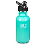Klean Kanteen 18oz Classic Stainless Steel Water Bottle with Klean Coat, Single Wall and Leak Resistant Sport Cap 3.0 - Sea Crest