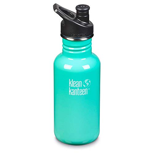 Klean Kanteen Classic Stainless Steel Single Wall Non-Insulated Water Bottle with Sport Cap, 18-Ounce, Sea Crest