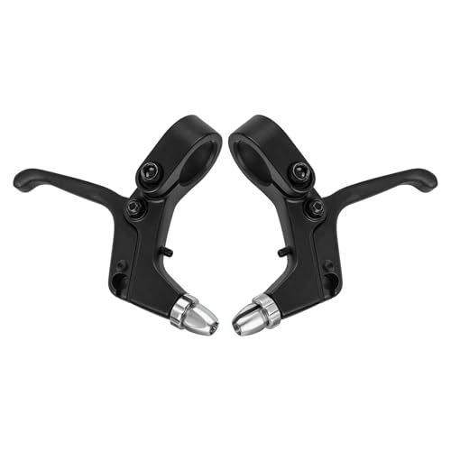 Drhomeam 2pcs 2 Fingers Bicycle Brake Levers, Aluminum Alloy Bicycle Brake Handles Compatible with for Kid Bike for Most Bicycles, Road Bikes (Silver)
