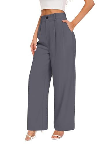 Wide Leg Pants for Women Business Casual Palazzo Pant High Waisted Dressy Flowy Work Office Trousers with Pockets3
