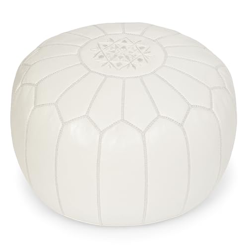 Mina Poufs Stuffed Round Design Moroccan Leather Pouf Ottoman, Handmade,