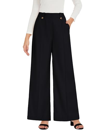 GRACE KARIN Womens Wide Leg Dress Pants, 2025 High Waisted Work Trousers, Business Casual Long Palazzo with Pockets