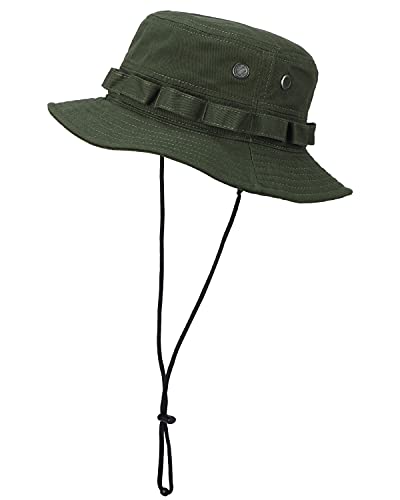 LIVACASA Bob Randonnée pour Femme Homme Bob avec Cordon Amovible Bob Pecheur Vert Militaire