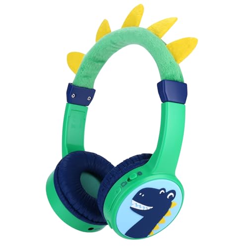 JBUNION Kids Headphones Wireless Dinosaur Bluetooth Headphones for Kids with Mic 85dB Volume Limited 3.5mm Wired Cable Over Ear Toddlers headphone Gift for Boys/Tablet/Phone/Travel