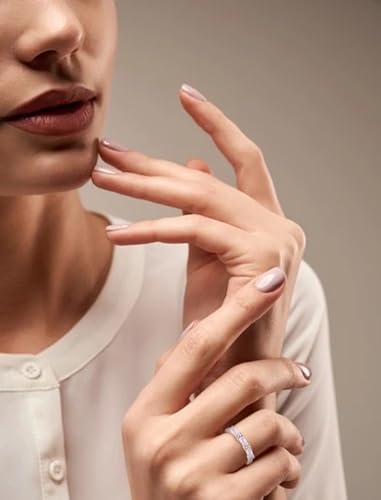 Stackable Rings 925 Sterling Silver Baguette Ring for Women, Eternity Ring Band with Square Birthstone Jewelry3