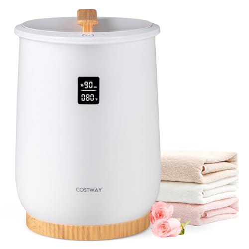 COSTWAY 20L Towel Warmer for Bathroom, Luxury Heated Towel Warmer Bucket with LED Screen, One Button Control, 4 Timer Settings, Fragrant Disc Holder, Blanket Warmer for Pajamas, Bathrobes