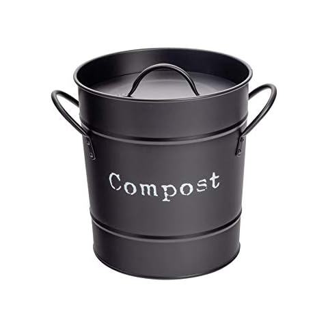 Harbour Housewares Industrie Compost Bin - Vintage Style Stahl Küche Storage Bucket Cover