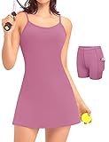 Womens Tennis Dress with Built in Shorts & Bra Sleeveless Workout Dresses with Pockets Athletic Golf