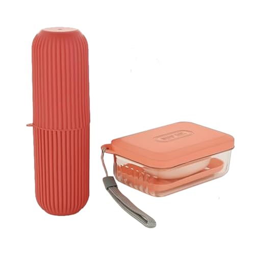 Image of iSTAR Travel Soap Case Toothbrush Case Waterproof Travel Soap Dish Shower with Convenient Handle Leakproof Soap Holder for Bathroom Camp (Orange)