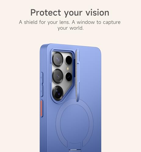 Image of SURITCH for Samsung Galaxy S25 Ultra Phone Case, Magnetic Shockproof Bumper Case Slim Protective Cover with Camera Cover & Adjustable Metal Kickstand for Galaxy S25 Ultra (2025)-Starlight Blue