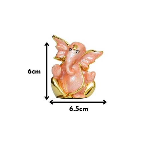 Image of Pearl Orange Flying Ganesha | Divine Vighnaharta Idol for Car Dashboard, Office & Home |Symbol of Success & Prosperity |Ganesha Murti for Happiness & Protection | Height 2.3 Inch