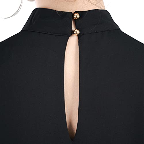 Sandy & Sid Summer 2023 Womens Babydoll Mini Dress Long Sleeve High Neck Tiered Back Detailing Pull On Casual #TOP4