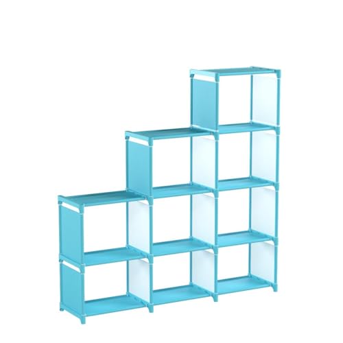 Hosmat 9-Cube DIY Children's Bookcase 30 inch Adjustable Bookshelf Organizer Shelves Unit, Folding Storage Shelves Unit (Blue_9 Cubes)