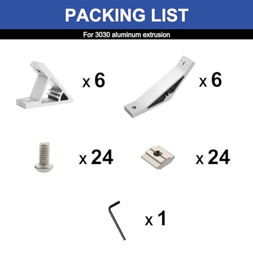 Image of 12pcs 3030 45 /135 Degree Corner Bracket Connector 3030 Extrusion Hardware T-Slot V-Slot Accessories with Screws and Nuts for 3030 Extrusion Angle 3D Printer Framing Accessories Silver