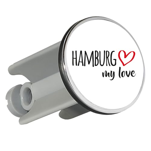 Huuraa Waschbeckenstöpsel Hamburg My Love 4cm höhenverstellbar Abflussstopfen Geschenkidee