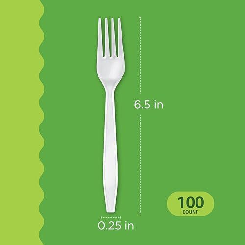 Amazon Basics Disposable Everyday White Forks, 100 Count view 2