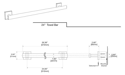 Gatco 4060 Elevate 24" Towel Bar, Brushed Brass/Wall Mounted 24 Inch Towel Holder For Bathroom #TOP7