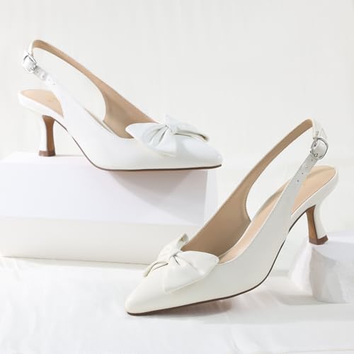 Image of Ankis Women's Slingback Kitten Heels Closed Pointed Toe 2.5in Dress Pumps