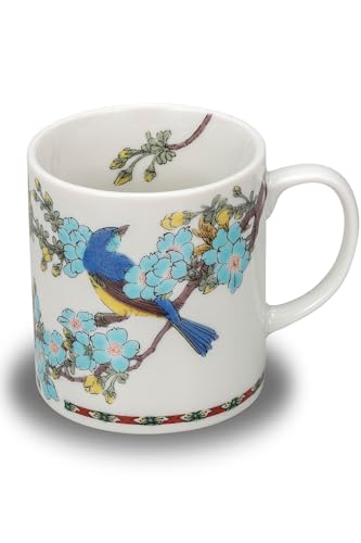 和座の蔵 おしゃれ コーヒーマグ 九谷焼 マグカップ 桜に青い鳥 陶器 高級 ブランド 食器 日本製 誕生日プレゼント 還暦祝い 古希祝い 喜寿祝い 米寿祝い ギフト