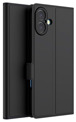 Image of Kapa Noble Slim Magnetic Leather Flip Case Cover for Apple iPhone 16 | Card Holder Stand Flip Wallet Case (Black)