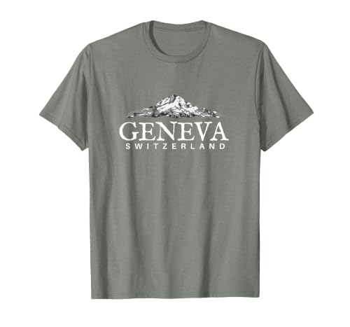 Geneva Switzerland T-Shirt, Swiss Alps Mountain Shirt T-Shirt, Men, Olive Heather, Small