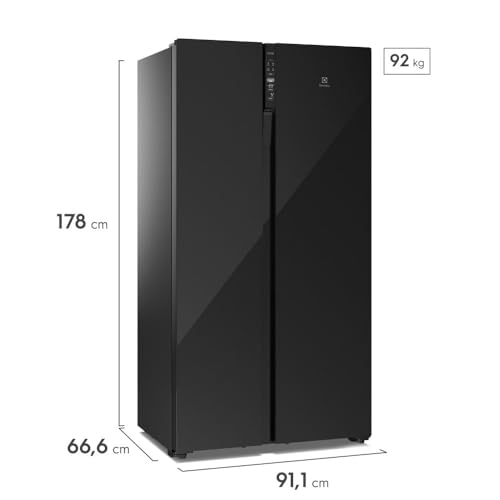 Electrolux Geladeira Electrolux Frost Free Inverter 531L Efficient AutoSense Side by Side Vidro Preto (ES5GB) 127V