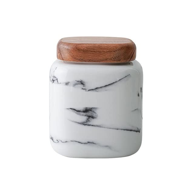 Keramik-Teedose, Vorratsgläser, Vorratsgläser aus Glas, 650 ml, Keramik-Aufbewahrungsbehälter, versiegelte Kaffee-Aufbewahrungsflasche mit Holzdeckel, Gewürzglas-Behälter, Teekanne, Getreide-Organizer