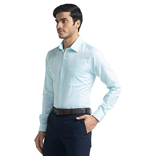 Image of Raymond Men's Pure Cotton Structure Pattern Slim Fit Semi Cutaway Collar Full Sleeve Formal Shirt