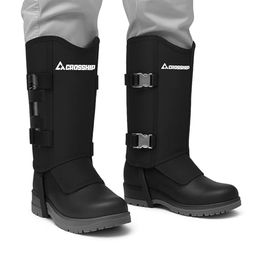 CROSSHIP Snake Gaiters Snake Chaps - Waterproof Anti-Snake Guard Chaps for Men&Women, Gaiters with Adjustable Metal Buckles, Snake Bite Protective Gaiters for Hunting&Outdoor Working (Black)