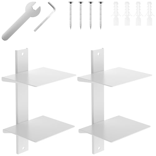 BUTORY 2 estanterías flotantes invisibles de 2 niveles, estanterías flotantes para ahorrar espacio, libros flotantes verticales, torre, fusión de pared para oficina en casa.