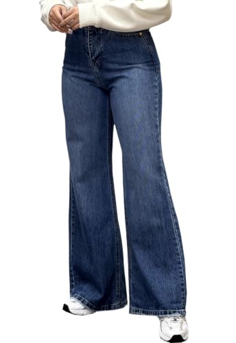 Image of Women's Flare High Waisted Bell Bottom Wide Leg Stretch Classic Denim Pants