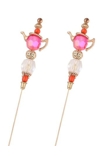 Image of Alilang Gold Magic Lamp Hat Pin Retro Long Handle Hat and Lapel Pins with Flexible Bendable Design on Hats, Scarves, and Suits