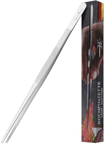SCHWERTKRONE® Pinzas de cocina de 25 cm [acero inoxidable inoxidable] – Pinzas de cocina - Pinzas de cocina de acero inoxidable – Pinzas de barbacoa de calidad – Pinzas de cocina