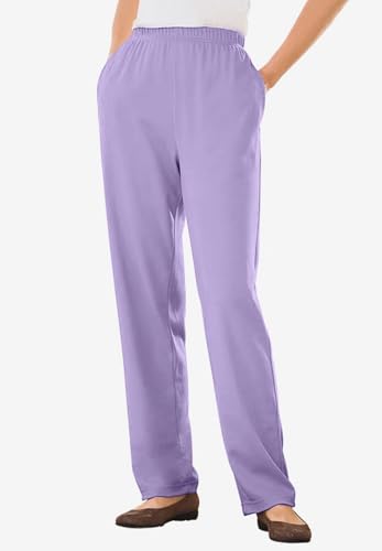 Woman Within Plus Size Tall 7-Day Straight-Leg Elastic-Waist Stretchy Knit Pant - L, Soft Iris - Thumbnail 2