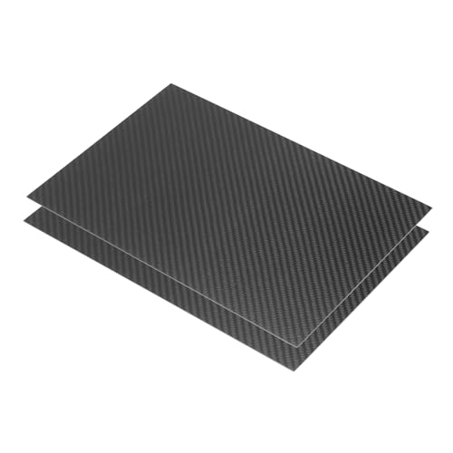 QUARKZMAN 2 Stück 3K Carbon Fiber Plate Panel Sheets, 300 x 200 x 1mm Carbon Fiber Board Plate Flexible für RC Flugzeug, Modellauto, Auto Teile (Twill Matte)