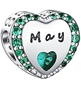 WOSTU Sterling Silver Birthstone Charm - For Bracelets, With Cubic Zirconia, Gift For Women - View #2