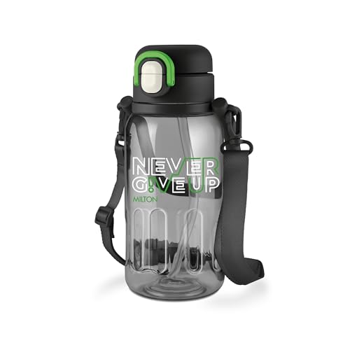 Image of MILTON Regan 850 2-in-1 Lid Sip or Gulp Water Bottle | Sturdy Handle And Strap I BPA Free| Food-Grade | One-Touch Open | Leak-Proof | Ideal for Office, School, College, Gym | 836ml, Black