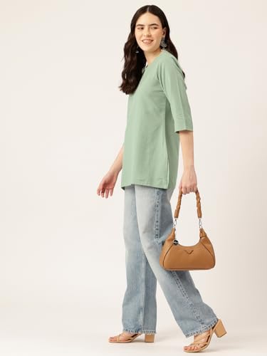 Image of Elegant Short Kurti for Women - 3 /4 Sleeves | Round Neck | (S to XXL)
