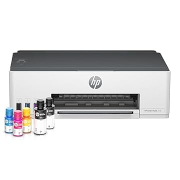 Impressora HP Smart Tank 210 com Tanque de Tinta Colorida - Wi-Fi - Scanner - USB. Funções da impressora: Imprimir e digitalizar. Cor: Branco e Cinza (4A8D5A)