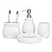 Produktbild PEHOST Keramik-Badezimmerzubehör-Set, Seifenspender, Becher, Zahnbürstenhalter L-white Leaves