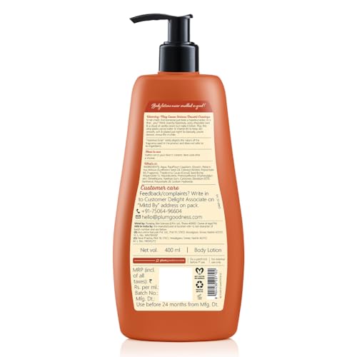 Image of Plum BodyLovin' Hazelnut Eclair Body Lotion | Cocoa Butter & Vitamin B5 for Deep Moisturization | Hazelnut & Vanilla Notes | Non-Greasy & Lightweight | Soft, Smooth & Glazed Skin | For Dry To Very Dry Skin | Toasted Nutty Choco-Vanilla Fragrance | 400ml
