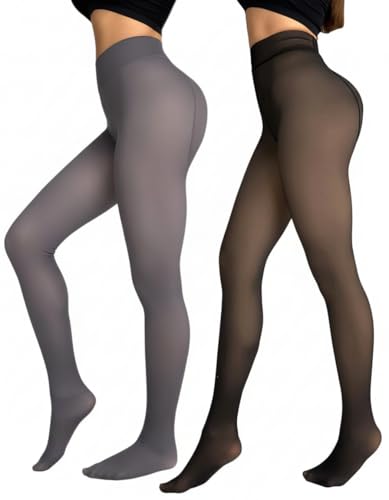 CHICME ShapeLift 2 Piece No Fleece Lined Magic Tummy Control Leggings High Waisted Tight Pants 3 Shades-Black+Gray-OS